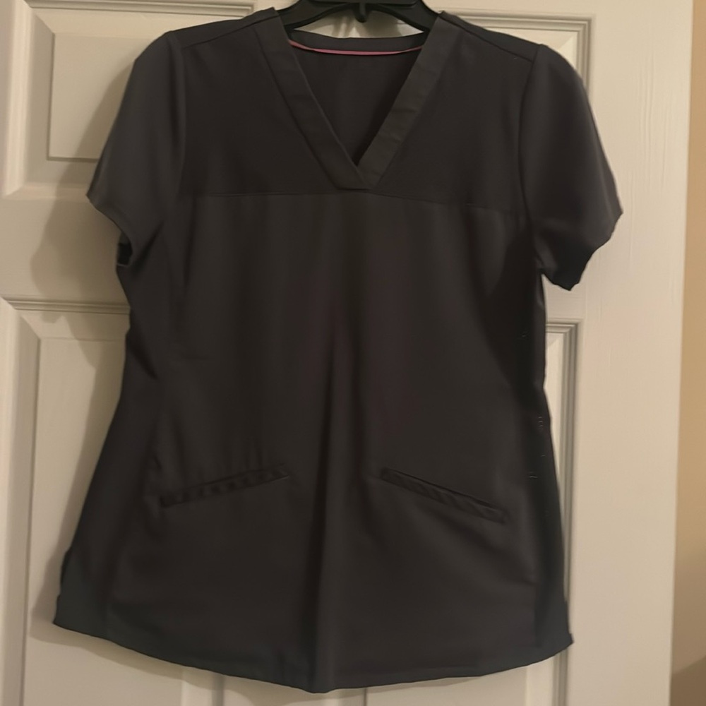 Grey Healing Hands scrub top